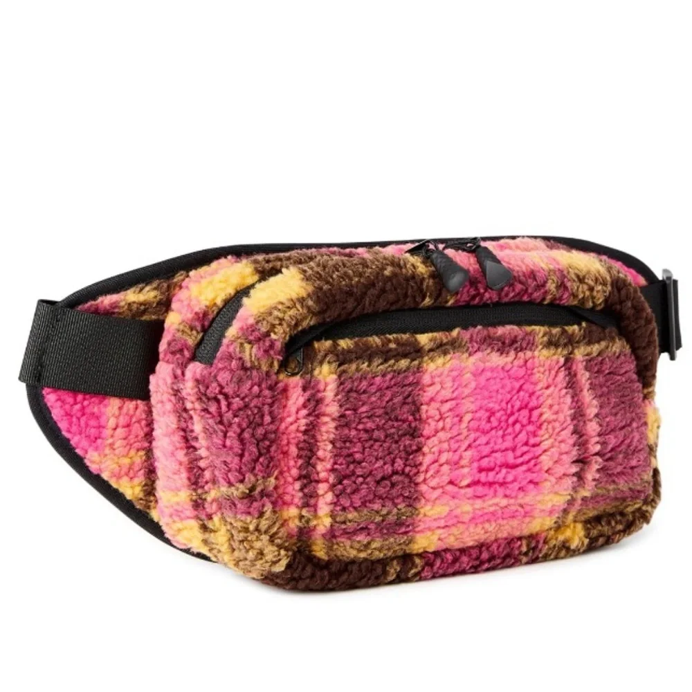 Women’s hands‎ free rectangular fanny pack pink plaid